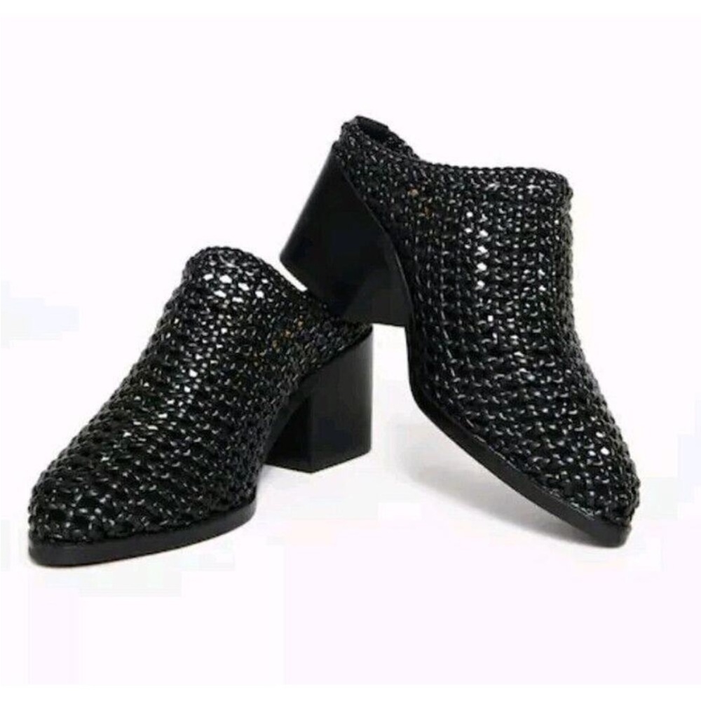 Intentionally Blank Caps Woven Block Heel Mules